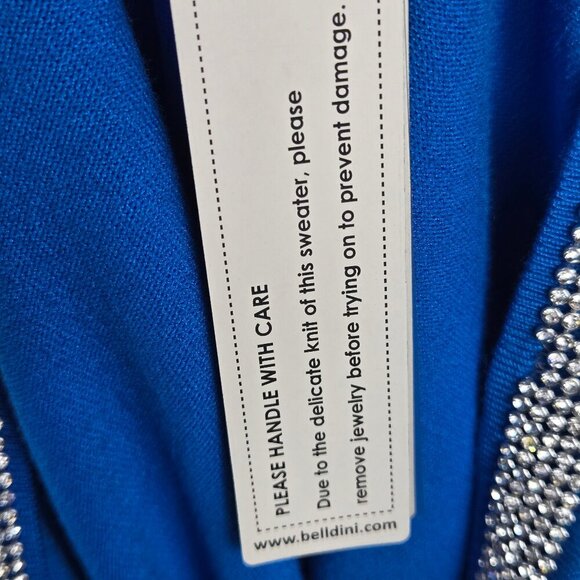 Belldini Size Large Cobalt/Royal Blue Cold Shoulder Knit with Rhinestone Accents - Picture 10 of 13